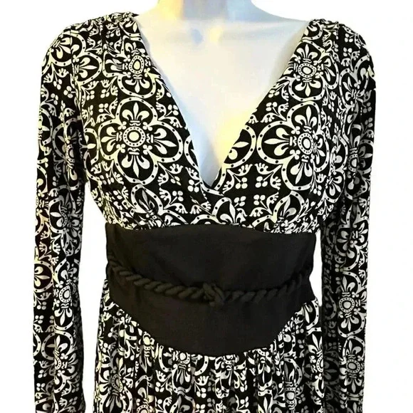 London Times dress women's size 4 knee length black and white print - Picture 3 of 13